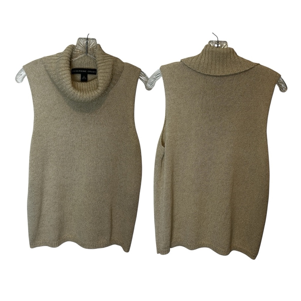 Josephine Chaus Cowl Neck Tank — Gold Sparkle Shimmer Top, Size Large